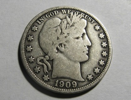 ★★ 1909 BARBER HALF DOLLAR FINE ★★ **90% SILVER**