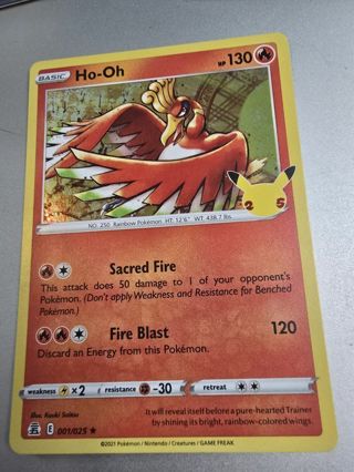 Pokemon Ho Oh holo rare card 001/025