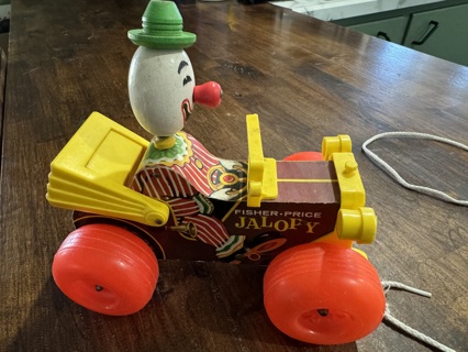 Vintage 1960's Fisher Price Clown Jalopy Pull Toy