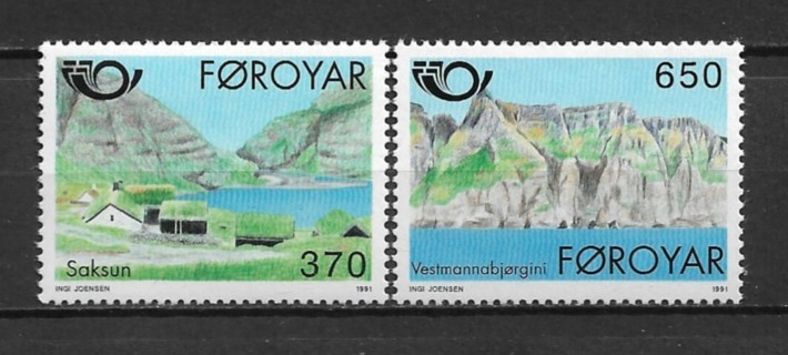 1991 Faroe Islands 226-27 Village of Saksun MNH C/S of 2