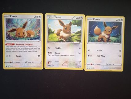 Set of 3 Mixed Eevee Cards #153