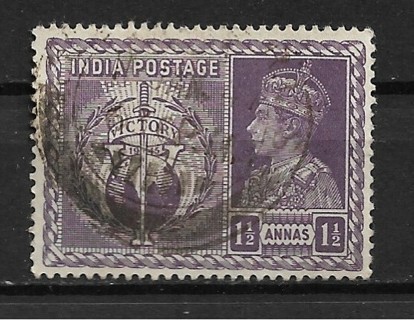 1946 India Sc196 1½a Victory of the Allied Nations in WWII used