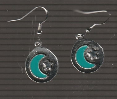 SP Artificial Turquoise Moon with Star Earrings (PLEASE READ DESCRIPTION)