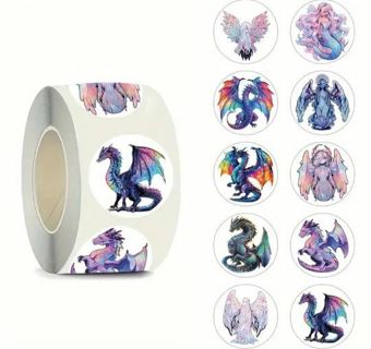 ↗️NEW⭕(10) 1" COLORFUL DRAGON STICKERS STICKERS!!⭕(SET 9 of 10)