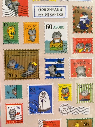 Kawaii cat stamp sticker sheet