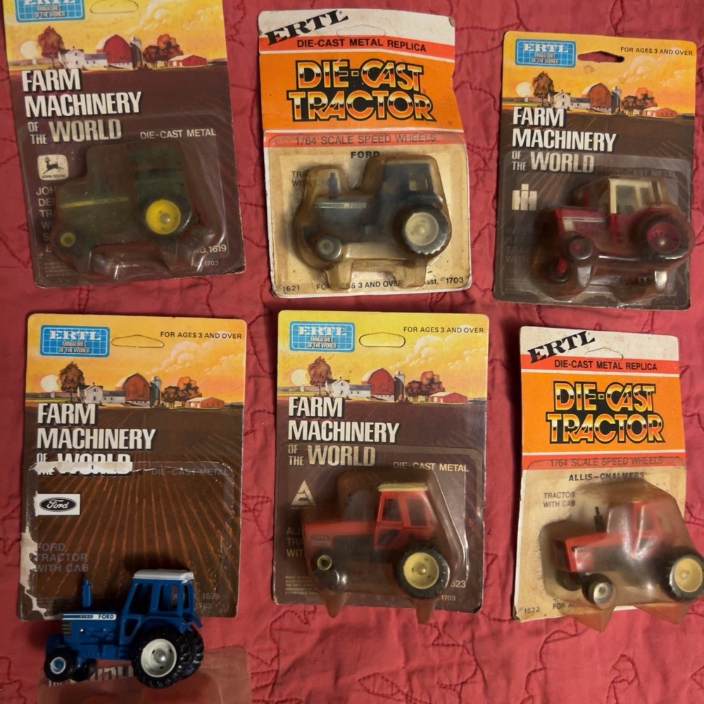 FREE: 6 VTG Ertl die-cast tractors all NIP one opened