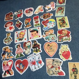 30 Vintage Stickers, Craft or Papercrafting Supplies Large Lot, Free Mai