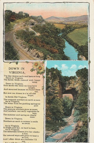 Vintage Unused Postcard: e: Down In Virginia