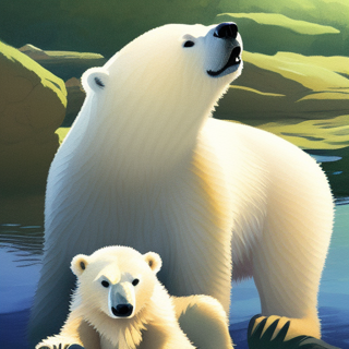 Listia Digital Collectible: Polar bear mama with baby cub