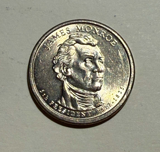 FREE: 2008-P Golden Presidential Dollar - James Monroe