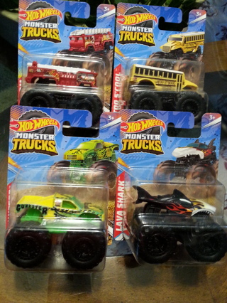 4 new Hot Wheels monster trucks