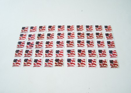United States 37 Cent Flag Postage Stamps Used/Cancelled Set of 50