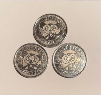 Lot of 3 Japanese Pachinko Pachisuro Game Tokens