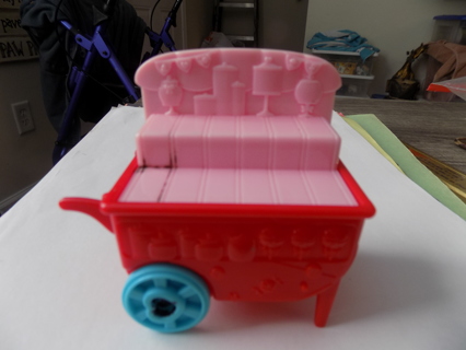 Shopkins Food Cart red, pink with blue wheels candy, ice cream cart