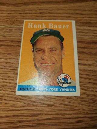 1958 Topps Baseball Hank Bauer #9 New York Yankees, VG condition, Free Shipping!