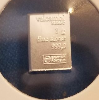 One gram .999 pure fine ~Silver~ bar☆Valcambi Swiss Mint☆