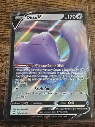 Pokemon Ditto V holo rare card 050/072