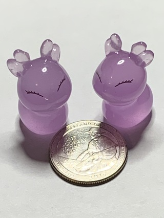 DEER FIGURES~#10~PURPLE~SET OF 2~GLOW IN THE DARK~FREE SHIPPING!