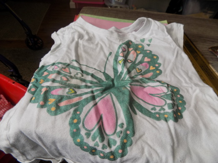 4T 1989 Place white t shirt with green & pink butterfly