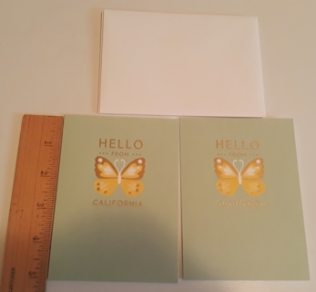 2 "Hello from California" Notecards w/Envelopes
