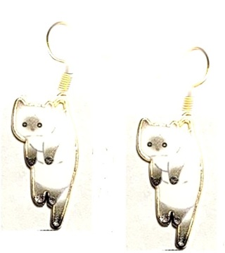 GP ENAMEL WHITE CAT EARRINGS (PLEASE READ DESCRIPTION)