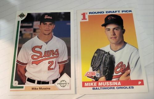 1991 Mike Mussina rookie cards Baltimore Orioles New York Yankees Hall of Famer