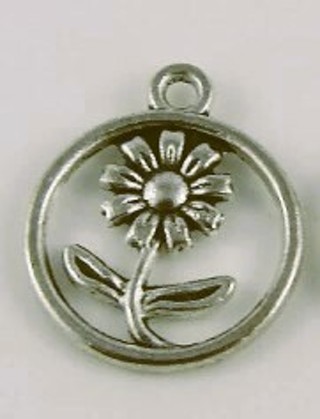 Flower in circle charm