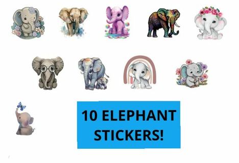 ➡️⭕(10) 1" ELEPHANT STICKERS!! (SET 1 of 2)