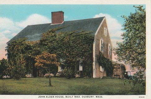 Vintage Unused Postcard: c: John Alden House, Duxbury, MA