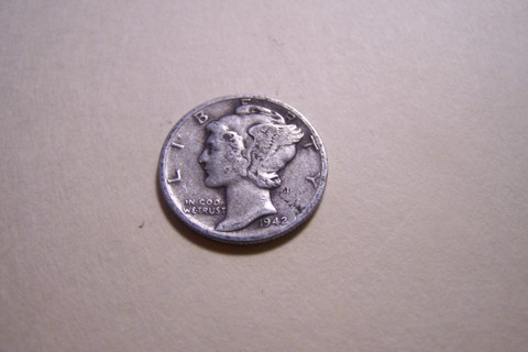 Silver 1942 Winged Liberty Head Mercury Dime