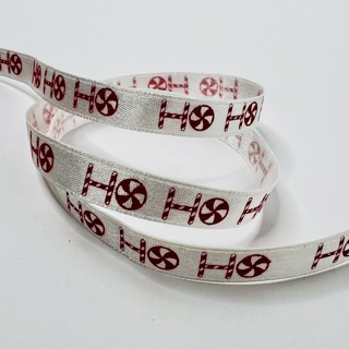 Ho Ho Ho White Satin 3/8” Wide Ribbon 