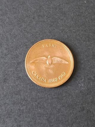 Beautiful ♡♡1967 Canadian "Lucky Loonie" penny.