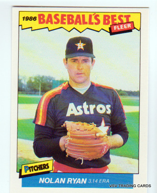 Nolan Ryan, 1986 Fleer Baseball's Best Pitchers Card #30, Houston Astros, HOFr, (LB4)