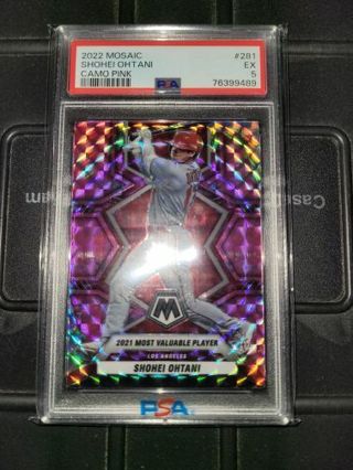 2022 mosaic shohei ohtani #281 camo pink Psa 5