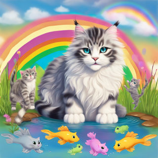 Listia Digital Collectible: Cat & Kitties & Kitty Fish
