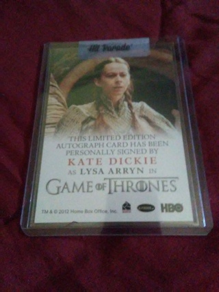 autographed game of thrones card Kate Dickie