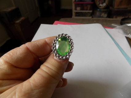 Child's ring mint green oval jewel