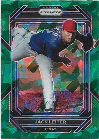 2023 PRIZM JACK LEITER GREEN CRACKED ICE PRIZM REFRACTOR ROOKIE CARD