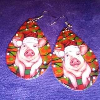 Back To School Earring Special-Pig Christmas Earrings