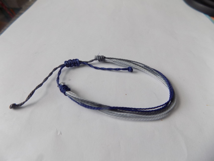 Bracelet woven string Navy blue and gray adjustable