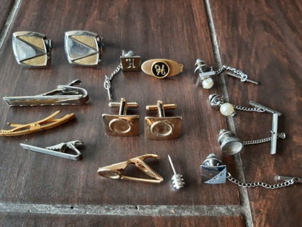 Lot of Men's Jewelry ~ Tie Tacks, Tie Clips, Cuff Links