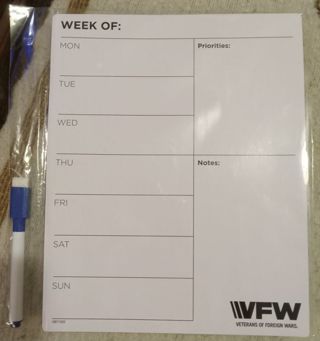 Magnetic weekly white board planner