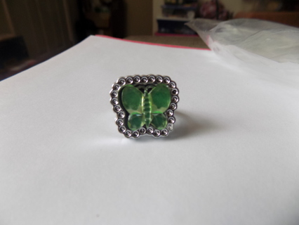 Childs ring green butterfly jewel