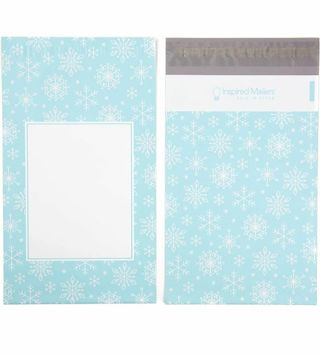 ⭕❄️BUNDLE SPECIAL❄️⭕(5) SHINY LIGHT BLUE & WHITE SNOWFLAKE POLY MAILERS 6"x 9" CHRISTMAS⛄