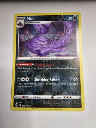 Pokemon Muk Reverse holo card 085/172