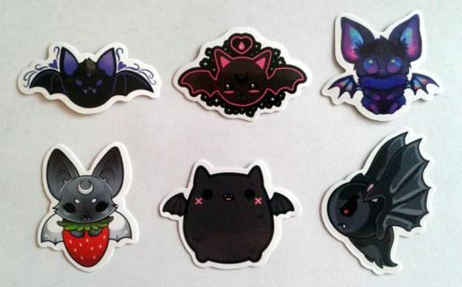 Six Cool Bat Vinyl Stickers