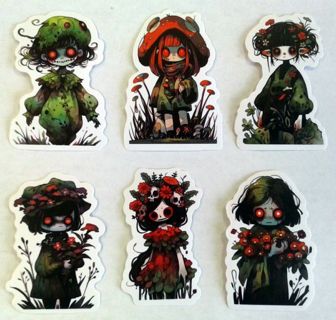 Six Zombie Mushroom People Stickers #1