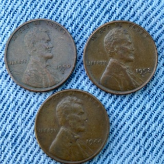 3 wheat Pennies different dates 