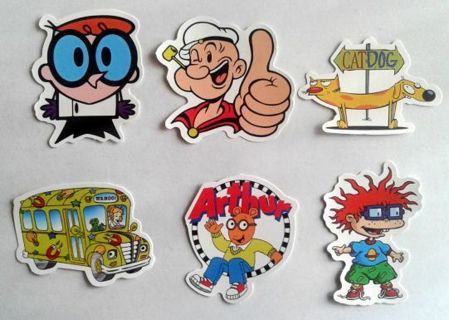 Six Cartoon Character Stickers #3