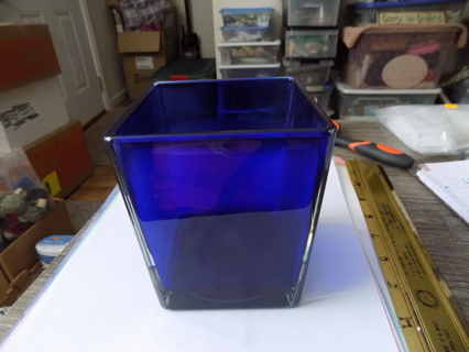 4 1/2 tall square Cobalt Blue glass planter vase from Tela Floral